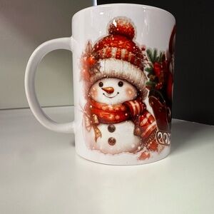 Cricut Snowman Holiday Mug - Red and White